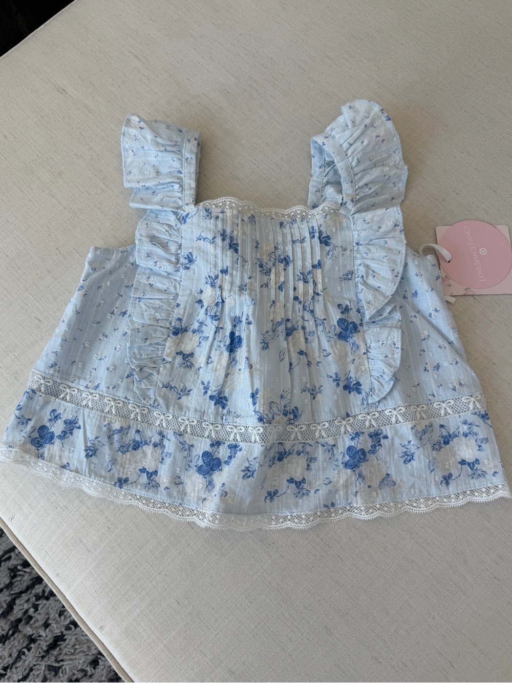 NWT LoveShackFancy for Target Light Blue Floral Lace-Trim Camisole tank top